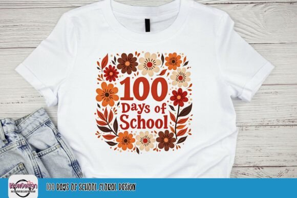 100 Days School Floral Graphics for T-Shirts