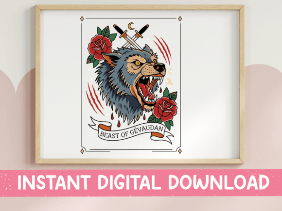 Beast of Gevaudan Flash Tattoo Graphics for T-Shirt Designs