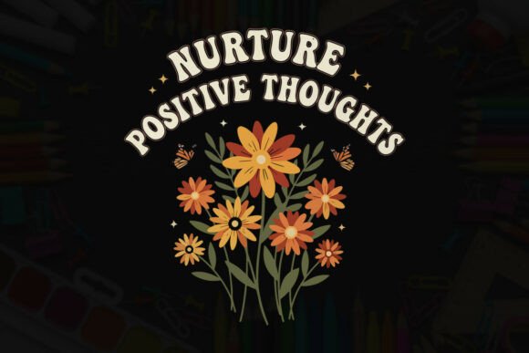 Nurture Positive Thoughts Retro Art: Graphics & T-Shirt Designs