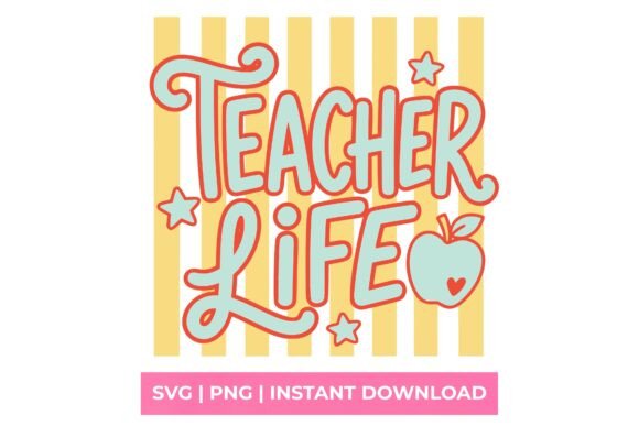 Teacher Life Retro Apple SVG for Graphics & T-Shirt Designs