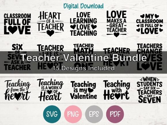 Teacher Valentine Bundle: Graphics for T-Shirt Designs